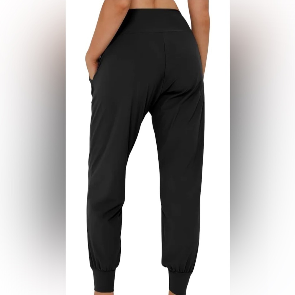 Yogalicious high waisted Jogger Pants Side Pockets In Black Sz  M